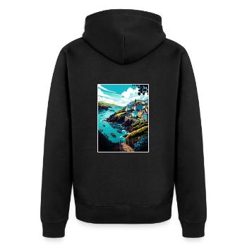 Ilfracombe England Vintage Travel Poster Souvenir - Unisex Premium Organic Zip Hoodie - black - Back - Nico (187cm)