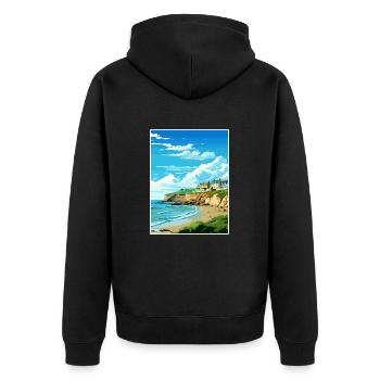 Portreath Cornwall Vintage voyage affiche Souvenir - Veste à capuche bio Premium Unisexe - noir - Dos - Nico (187cm)