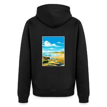 Porthcawl Cornouailles Vintage voyage affiche Souvenir - Veste à capuche bio Premium Unisexe - noir - Dos - Nico (187cm)