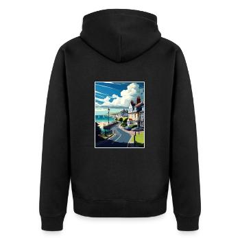 Lyme Regis Angleterre Vintage voyage affiche Souvenir - Veste à capuche bio Premium Unisexe - noir - Dos - Nico (187cm)