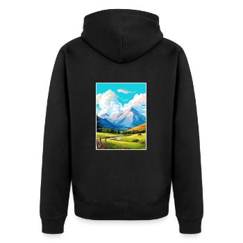Ben Nevis Schottland Vintage Reise Poster Souvenir - Unisex Premium Bio Zip Hoodie - Schwarz - Hinten - Nico (187cm)
