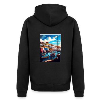Brixham Angleterre Royaume-Uni Vintage voyage affiche Souvenir - Veste à capuche bio Premium Unisexe - noir - Dos - Nico (187cm)