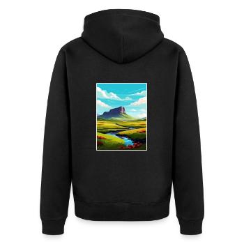 Ben Bulben Irland Vintage Reiseposter Souvenir - Unisex Premium Bio Zip Hoodie - Schwarz - Hinten - Nico (187cm)
