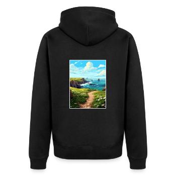 Lands End Cornwall Vintage voyage affiche Souvenir - Veste à capuche bio Premium Unisexe - noir - Dos - Nico (187cm)