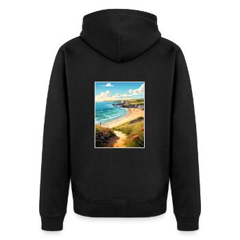 Daymer Bay Cornwall Vintage voyage affiche Souvenir - Veste à capuche bio Premium Unisexe - noir - Dos - Nico (187cm)