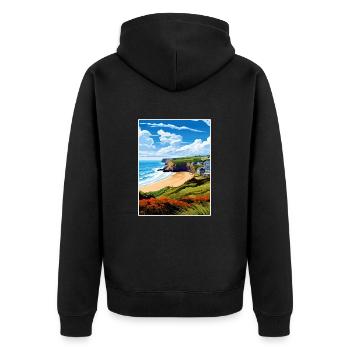 Porthtowan Cornouailles Vintage voyage affiche Souvenir - Veste à capuche bio Premium Unisexe - noir - Dos - Nico (187cm)