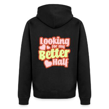 Valentines - Unisex Premium Organic Zip Hoodie - black - Back - Nico (187cm)
