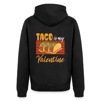 taco is my valentine - Unisex Premium Bio Zip Hoodie - Schwarz - Hinten - Nico (187cm)