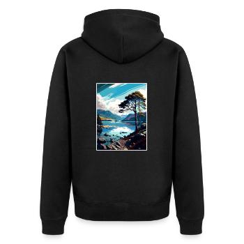 Derwentwater Vintage Travel Poster WPA Souvenir - Unisex Premium Organic Zip Hoodie - black - Back - Nico (187cm)
