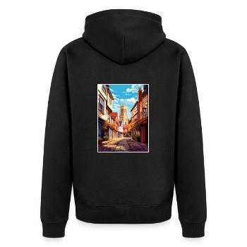 Canterbury Vintage voyage affiche WPA Souvenir - Veste à capuche bio Premium Unisexe - noir - Dos - Nico (187cm)