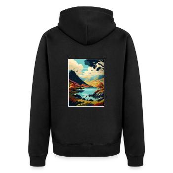 Lake District Vintage Travel Poster WPA Souvenir - Unisex Premium Organic Zip Hoodie - black - Back - Nico (187cm)