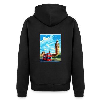 London England Vintage Travel Poster WPA Souvenir - Unisex Premium Organic Zip Hoodie - black - Back - Nico (187cm)