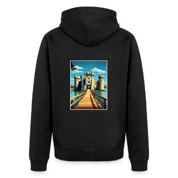 Château de Bodiam Vintage voyage affiche WPA Souvenir - Veste à capuche bio Premium Unisexe - noir - Dos - Nico (187cm)