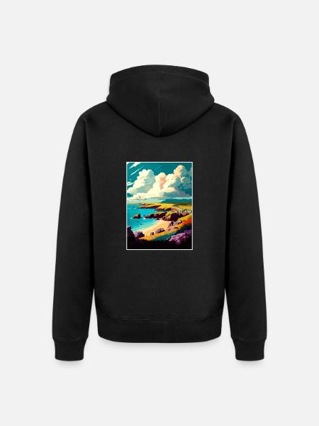 Pembrokeshire Vintage Travel Poster WPA Souvenir - Unisex Premium Organic Zip Hoodie - black