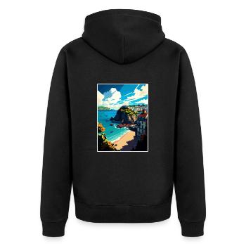 Torquay England Vintage Travel Poster WPA Souvenir - Unisex Premium Organic Zip Hoodie - black - Back - Nico (187cm)