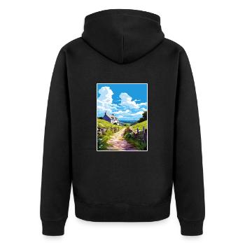 St Neot Cornwall Vintage voyage affiche Souvenir - Veste à capuche bio Premium Unisexe - noir - Dos - Nico (187cm)