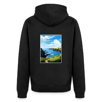 Mullion Cornwall Vintage voyage affiche Souvenir - Veste à capuche bio Premium Unisexe - noir - Dos - Nico (187cm)