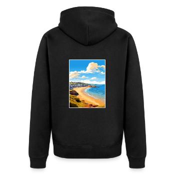 Newquay Cornwall Vintage voyage affiche Souvenir - Veste à capuche bio Premium Unisexe - noir - Dos - Nico (187cm)