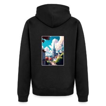 Truro Angleterre Royaume-Uni Vintage voyage affiche Souvenir - Veste à capuche bio Premium Unisexe - noir - Dos - Nico (187cm)