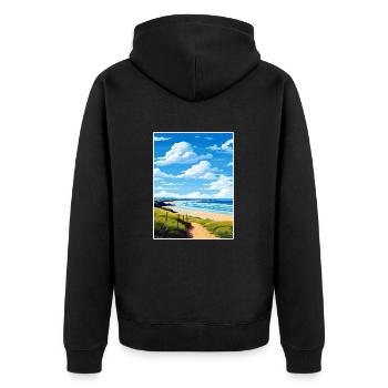 Polzeath Cornwall Vintage voyage affiche Souvenir - Veste à capuche bio Premium Unisexe - noir - Dos - Nico (187cm)