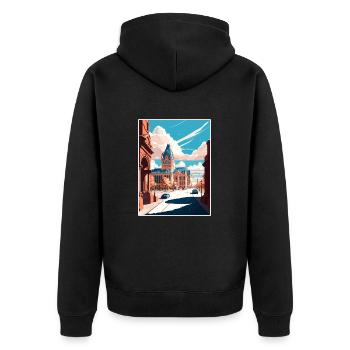 Syracuse New York State Vintage Travel Poster WPA - Unisex Premium Organic Zip Hoodie - black - Back - Nico (187cm)