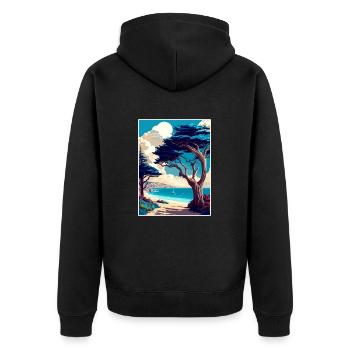 Monterey Bay California Vintage Travel Poster WPA - Unisex Premium Organic Zip Hoodie - black - Back - Nico (187cm)