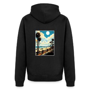 Newport Beach Kalifornien Vintage Reiseposter WPA - Unisex Premium Bio Zip Hoodie - Schwarz - Hinten - Nico (187cm)