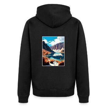 Convict Lake California Vintage Travel Poster WPA - Unisex Premium Organic Zip Hoodie - black - Back - Nico (187cm)