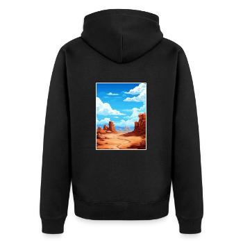 Goblin Valley State Park Vintage voyage affiche WPA - Veste à capuche bio Premium Unisexe - noir - Dos - Nico (187cm)