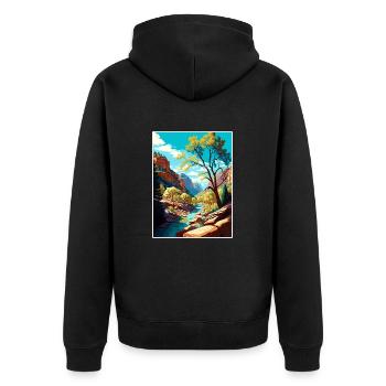 Oak Creek Canyon Arizona Vintage Reiseposter WPA - Unisex Premium Bio Zip Hoodie - Schwarz - Hinten - Nico (187cm)