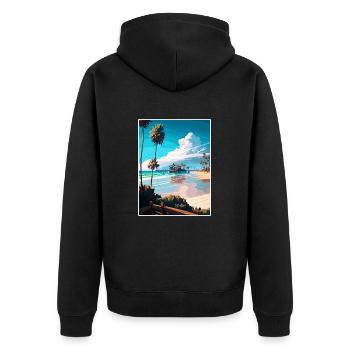 Pacific Beach Kalifornien Vintage Reiseposter WPA - Unisex Premium Bio Zip Hoodie - Schwarz - Hinten - Nico (187cm)