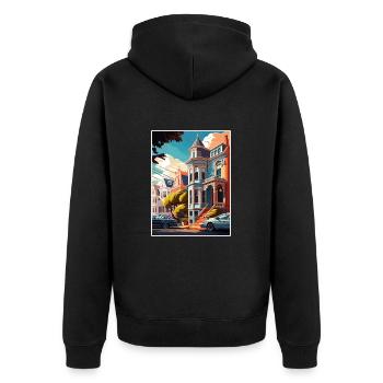 San Francisco California Vintage Travel Poster WPA - Unisex Premium Organic Zip Hoodie - black - Back - Nico (187cm)