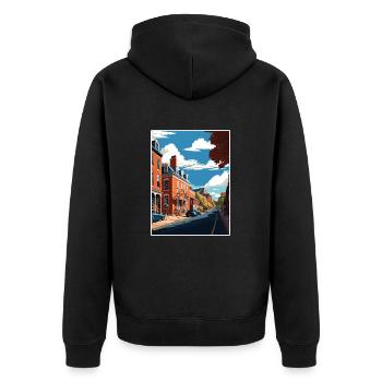 Phoenixville Pennsylvania Vintage Reiseposter - Unisex Premium Bio Zip Hoodie - Schwarz - Hinten - Nico (187cm)