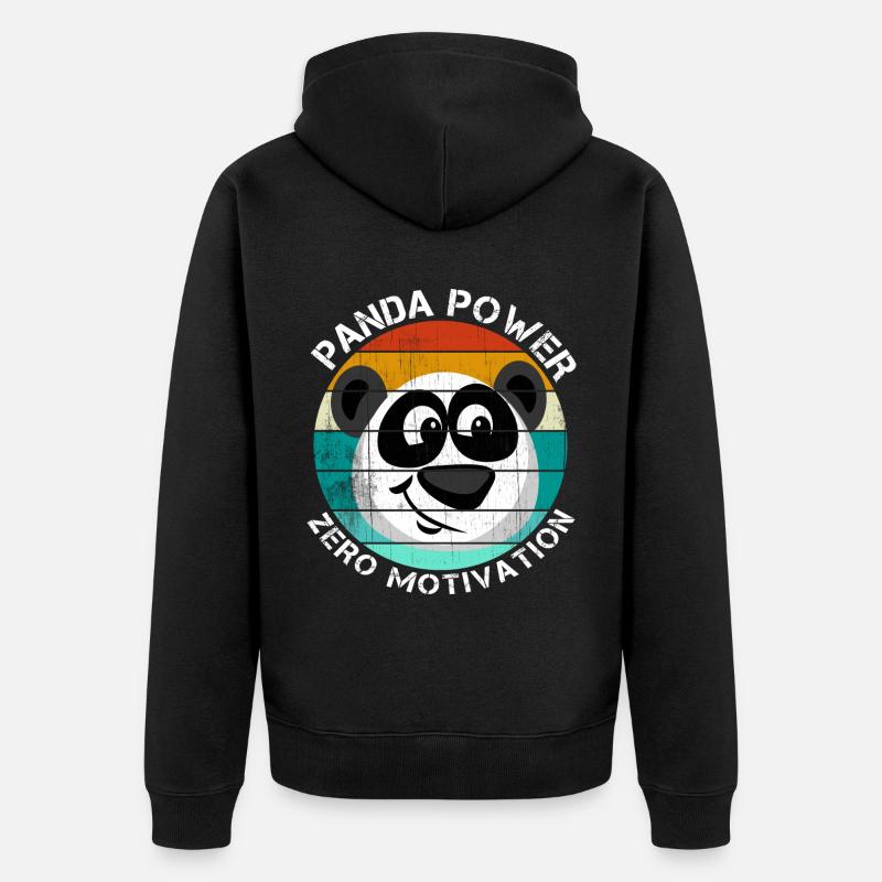 Panda Power Zero Motivation - Unisex Premium Bio Zip Hoodie - Schwarz