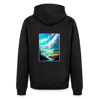 Willow Springs Lake Arizona Vintage Travel Poster - Unisex Premium Organic Zip Hoodie - black - Back - Nico (187cm)