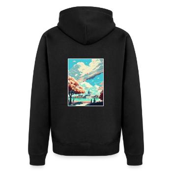 Washington Dc Vereinigte Staaten Vintage Reiseposter - Unisex Premium Bio Zip Hoodie - Schwarz - Hinten - Nico (187cm)