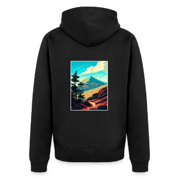 Mont Tamalpais Californie Vintage affiche de voyage - Veste à capuche bio Premium Unisexe - noir - Dos - Nico (187cm)