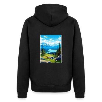 Jasper National Park Kanada Vintage Reiseposter - Unisex Premium Bio Zip Hoodie - Schwarz - Hinten - Nico (187cm)