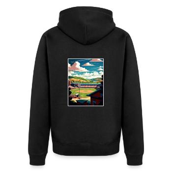 Cooperstown New York State Vintage Travel Poster - Unisex Premium Organic Zip Hoodie - black - Back - Nico (187cm)