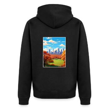 Central Park New York State Vintage-Reiseposter - Unisex Premium Bio Zip Hoodie - Schwarz - Hinten - Nico (187cm)