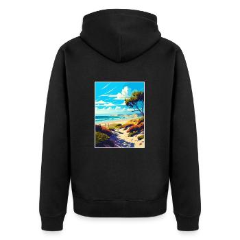 Cambrillo Beach Californie Affiche de voyage Vintage - Veste à capuche bio Premium Unisexe - noir - Dos - Nico (187cm)