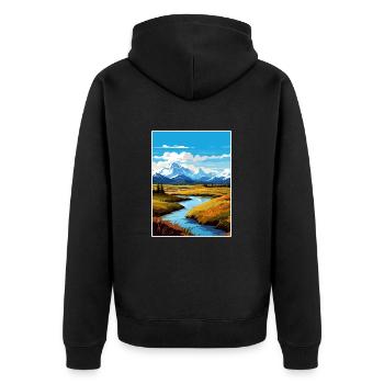 Denali Nationalpark Alaska Vintage Reiseposter - Unisex Premium Bio Zip Hoodie - Schwarz - Hinten - Nico (187cm)