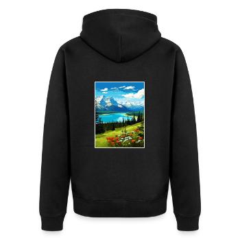 Jasper National Park Kanada Vintage Reiseposter - Unisex Premium Bio Zip Hoodie - Schwarz - Hinten - Nico (187cm)