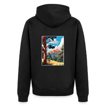 Coconino National Forest Arizona Reiseposter - Unisex Premium Bio Zip Hoodie - Schwarz - Hinten - Nico (187cm)