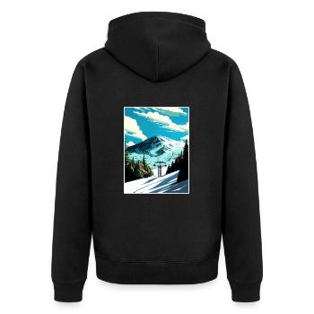 Whiteface Mountain Reiseplakat für den Bundesstaat New York - Unisex Premium Bio Zip Hoodie - Schwarz - Hinten - Nico (187cm)