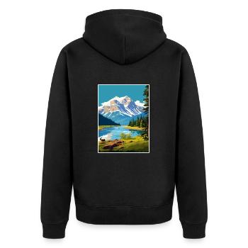 Jasper National Park Kanada Vintage Reiseposter - Unisex Premium Bio Zip Hoodie - Schwarz - Hinten - Nico (187cm)