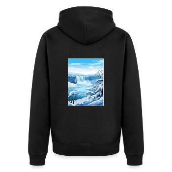 Niagara Falls New York State Vintage-Reiseposter - Unisex Premium Bio Zip Hoodie - Schwarz - Hinten - Nico (187cm)