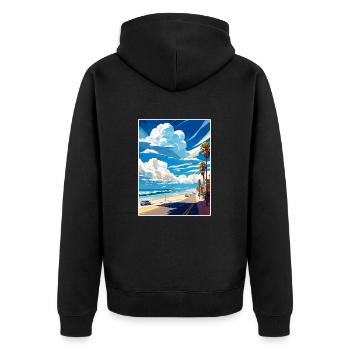 Manhattan Beach California Vintage Travel Poster - Unisex Premium Organic Zip Hoodie - black - Back - Nico (187cm)