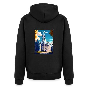 State College Pennsylvanie Vintage affiche de voyage - Veste à capuche bio Premium Unisexe - noir - Dos - Nico (187cm)