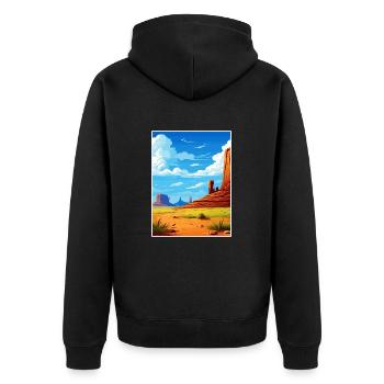 Monument Valley Arizona Wüste Reiseposter - Unisex Premium Bio Zip Hoodie - Schwarz - Hinten - Nico (187cm)